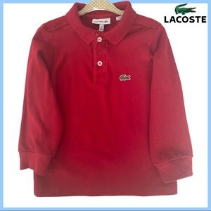LACOSTE Boys Longsleeve Red Polo Size 4